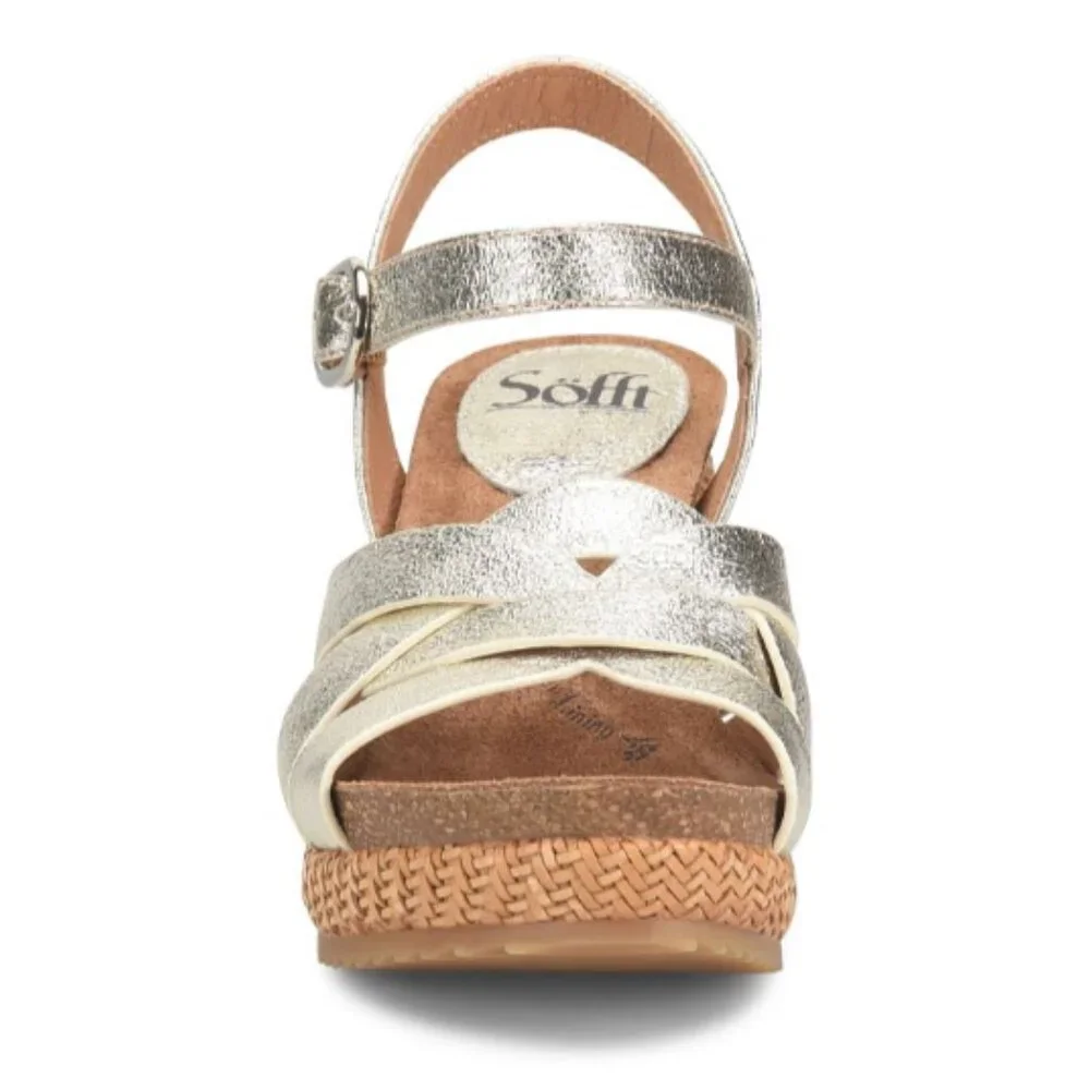 new Sofft Carlana Italian Leather Wedge Sandals  in box Patino 268 3S7